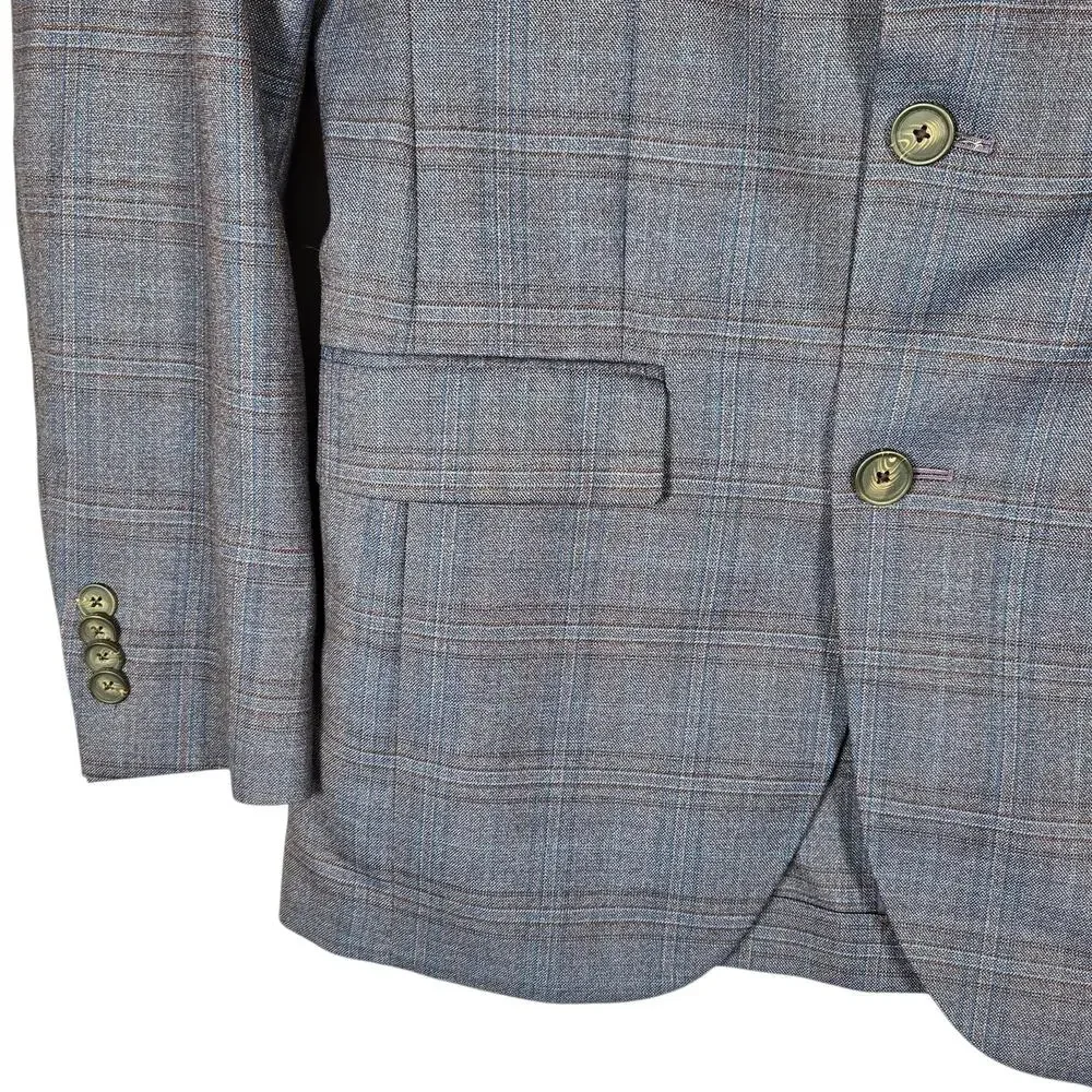 Ted Baker Blazer Mens 36R No Ordinary Joe JAKE Wool Plaid Sport Coat Blue Preppy